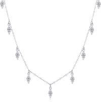 wholesale 14K White Gold Marquise Cut Diamond Drop Station Necklace - Elegant for Women-14k White Gold