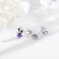 wholesale 925 Sterling Silver Purple Crystal Sloth Stud Earrings for Kids Adults-0-4