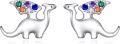 wholesale 925 Sterling Silver Dinosaur Stud Earrings with Colorful Stones - Halloween  for Her-0-0