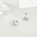 wholesale 925 Sterling Silver Pig Stud Earrings with Rose Gold Accents-0-2