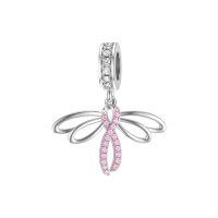 wholesale 925 Sterling Silver Pink Ribbon Dragonfly Charm Pendant-Dragonfly