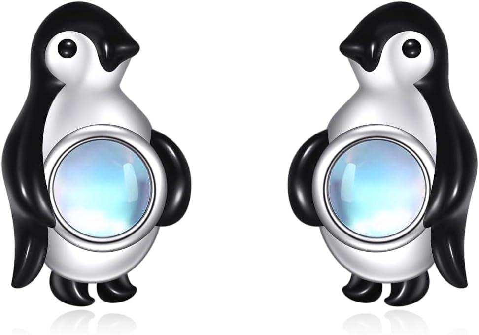 wholesale 925 Sterling Silver Penguin Stud Earrings with Blue Stone for Women and Girls-0-0