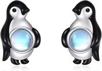 wholesale 925 Sterling Silver Penguin Stud Earrings with Blue Stone for Women and Girls-Penguin Earrings