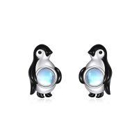 wholesale 925 Sterling Silver Penguin Stud Earrings with Blue Stone for Women and Girls-Penguin Earrings