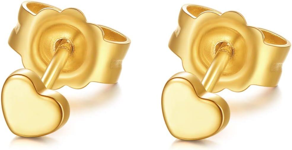 18K Gold Heart Shaped Stud Earrings with Flower Design - Perfect Valentine's Day Gift for Women-0-0