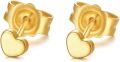 wholesale 18K Gold Heart Shaped Stud Earrings with Flower Design - Perfect Valentine's Day Gift for Women-0-0