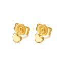 wholesale 18K Gold Heart Shaped Stud Earrings with Flower Design - Perfect Valentine's Day Gift for Women-0-0