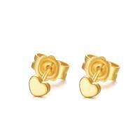 wholesale 18K Gold Heart Shaped Stud Earrings with Flower Design - Perfect Valentine's Day Gift for Women-Heart Earring