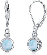 wholesale 925 Sterling Silver Turquoise Round Drop Dangle Leverback Earrings-C