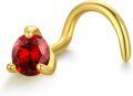 wholesale 14K Gold Diamond Nose Stud 20G Hypoallergenic Corkscrew Piercing Jewelry-0-0