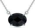wholesale 925 Sterling Silver Black Onyx Oval Cut Gemstone Pendant Necklace for Women Fine s for Mom Wife Friends-0-0