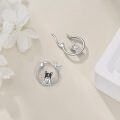 wholesale 925 Sterling Silver French Bulldog Dog Charm Hoop Earrings Gift for Women Girls-0-3