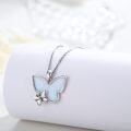 wholesale 925 Sterling Silver White Opal Butterfly Pendant Necklace Minimalist Charm s for Her-0-1