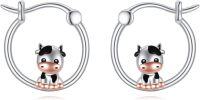 wholesale 925 Sterling Silver Cow Hoop Earrings - Adorable Animal s for Her-Cow