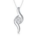 wholesale 925 Sterling Silver Curved Zircon Pendant Necklace With Sparkling Stones-0-0