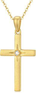 wholesale 14K Gold Diamond Dainty Cross Pendant Necklace for Women-0-0