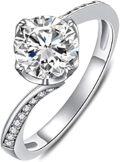 wholesale TOUPOP 1ct Twisted Moissanite Rings 925 Sterling Silver Moissanite Engagement Wedding Ring For Women D Color Vvs1 Diamond Promise Rings Anniversary Valentine's Day Gifts For Wife Girlfriend Bride -0-0
