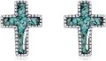 wholesale 925 Sterling Silver Turquoise Stone Cross Stud Earrings for Women and Grandmas-0-0