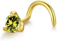 wholesale 14K Gold Diamond Nose Stud 20G Hypoallergenic Corkscrew Piercing Jewelry-11 Nov-Yellow-08 Aug-Yellow