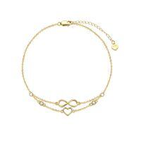 TOUPOP 14k Yellow Gold Infinity Heart Anklet For Women, 8+2 Inch-undefined