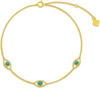 wholesale 14K Gold Turquoise Evil Eye Chain Anklet for Women - 7 Inches s for Wife and Mom-Turquoise 14k yellow gold