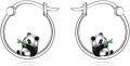 wholesale 925 Sterling Silver Hypoallergenic Bamboo Panda Huggie Hoop Earrings for Sensitive Ears-0-0