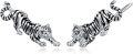 wholesale 925 Sterling Silver Black & White Tiger Studs for Women - Birthday Gift Ideas-0-0