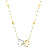 wholesale 14K Gold & CZ Infinity Heart Pendant Necklace for Women - 2-Tone-14K Yellow Gold