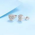 wholesale Heart-Shaped Cubic Zirconia Stud Earrings - 925 Sterling Silver & Platinum-Plated Jewelry for Women-0-3