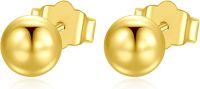 wholesale 18k Yellow Gold Round Stud Earrings with 3mm Balls and Claws Design - Valentines Day Gift for Her-Gold 5mm Ball Stud 14k Gold