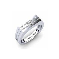 wholesale 925 Sterling Silver Men's Rings Wholesale With Engraving And Diamond Detail-01-Moissanite Ring