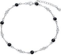 wholesale  Sterling Silver Natural Stone Anklet Bracelet for Women -Black Onyx Anklet 9\"-11\"
