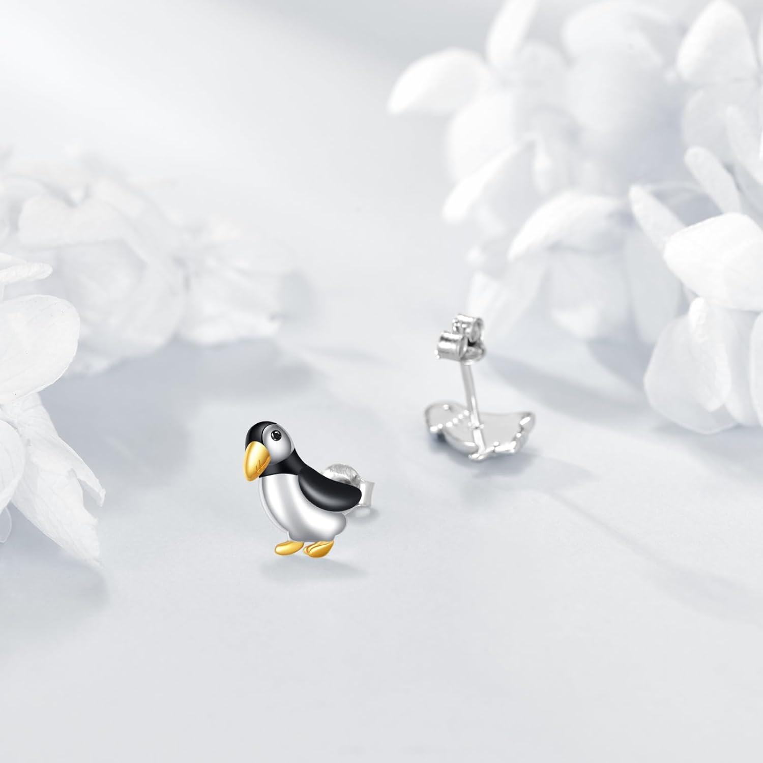 925 Sterling Silver Penguin Stud Earrings-0-2