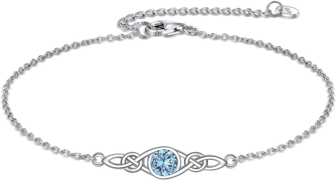 wholesale Sterling Silver Celtic Knot Bracelet w Mustard Seed Moonstone Birthstone-B-3-March