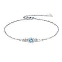 wholesale 925 Sterling Silver Celtic Knot Bracelet w Mustard Seed Moonstone Birthstone-B-3-March