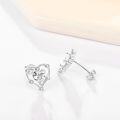 wholesale 925 Sterling Silver Heart-Shaped Moissanite Stud Earrings with White Cubic Zirconia Accents-0-2