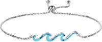 wholesale Sterling Silver Wave Bracelet with Stones Ocean Jewelry Beach Gifts-Created Turquoise
