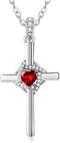 wholesale 925 Sterling Silver White Gold Plated Infinity Cross Birthstone Pendant Jewelry for Women-01-Jan Birthstone