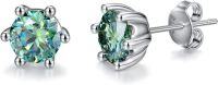 wholesale 18K White Gold Plated Sterling Silver Moissanite Stud Earrings 0 2 1ct-1ct Green