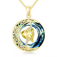 TOUPOP Sterling Silver Blue Crystal Birthstone Moon Star Pendant Necklace-color_name:B-11-November-Citrine-Gold