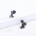 wholesale 925 Sterling Silver Moss Agate Black Cat Stud Earrings for Women Cat Lovers -0-4