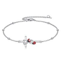 wholesale 925 Sterling Silver Cross Bracelet with Ladybug Charm for Women Birthday Gift for Mom-Ladybug