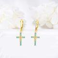 wholesale 14K Gold Turquoise and Diamond Cross Drop Earrings for Women Christian s-0-2