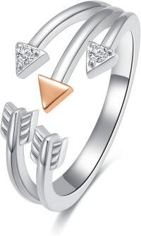 wholesale 925 Sterling Silver & AAA CZ Arrow Ring - Adjustable, Hypoallergenic, Rose & White Gold Plated, Gift for Women, Mom, Daughter-arrow