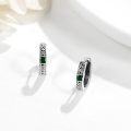 wholesale 925 Sterling Silver Green Stone Celtic Knot Huggie Hoop Earrings for Women and Men-0-1