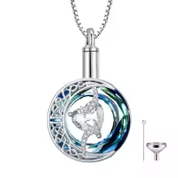 TOUPOP Sterling Silver Crystal Moon And Star Urn Necklace For Ashes Memorial Keepsake-color_name:04-Apri-Synthetic Diamond