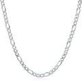 wholesale Sterling Silver Diamond Cut Figaro Chain (3 4 5mm) w Lobster Clasp White Yellow Gold Plated 16 26  Gift Included-0-1