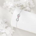 wholesale 925 Sterling Silver Pink Crystal Heart Infinity Adjustable Bracelet-0-4