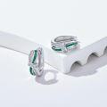 wholesale Silver Emerald & Cubic Zirconia Hoop Earrings 15mm 925 Sterling Silver  for Her Him-0-1