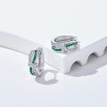 wholesale 925 Sterling Silver Twisted Hoop Earrings Wholesale With Emerald And Zircon Accents-0-1